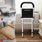 KingPavonini Bed Rails for Elderly Adults Safety 2026 Upgrade, ASTM-Approved Bed Rails for Seniors with Anti-Wobble Adjustable Feet, 400lb Bed Cane, Non-Slip Handle & Storage Bag, No-Tools, Model GS04