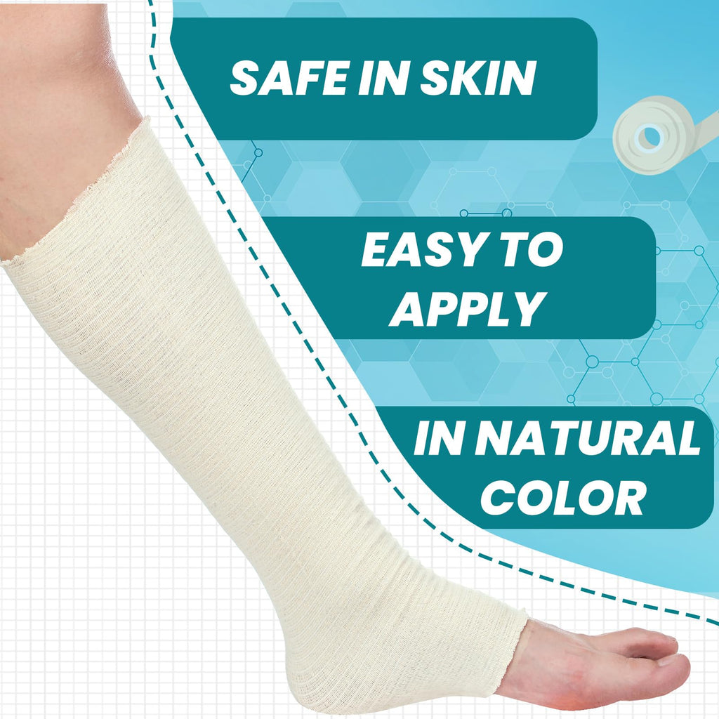 Tondiamo Cotton Tubular Stockinette Gauze Roll Tubular Arm Stocking Elastic Leg Stockinette Tubing Compression Tube Sleeve Bandage for Comfort Wear Sweat Absorbent(4 Inch X 25 Yard)
