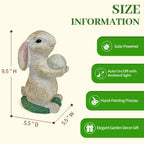 Solar Rabbit Garden Statue Outdoor Decor, Bunny Figurines with Solar Lights, Yard Decorations for Patio Balcony Yard Lawn Ornament - Unique Birthday Easter Housewarming Gifts for Women, Mom, Grandma