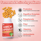 QUBIT Kimchi Capsules, Kimchi Supplement, Probiotics & Enzymes Supports Gut & Digestive Health, Taste Well, One Fermented Superfood for Antioxidant Support, 90 Vegan Capsules, Pills
