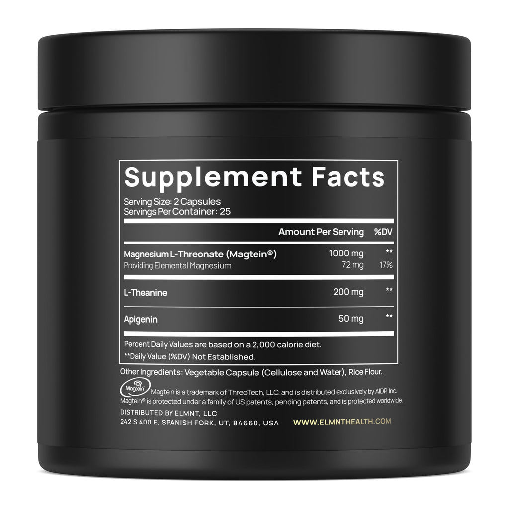 Triple Sleep Magnesium L-Threonate w. Apigenin, Theanine & Magtein Magnesium L Threonate - High Absorption Magnesium Supplement Capsules for Men and Women Magnesium Powder Pills