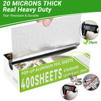 Aluminum Foil Sheets, 400 Count Tin foil,12" x 10.5" Pre-Cut Pop-Up Dispenser for Food Wrap, Hot Dog or Sandwich Wrap,Food Storage, Baking, Catering, Restaurant,Kitchen Use (Silver, 12 Inch)