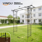VINGLI Garden Arbor, Arch Archway for Wedding Ceremony Party, Steel Garden Trellis for Plant Climbing, Christmas Decorations Pergola for Backyard, Lawn (Black)