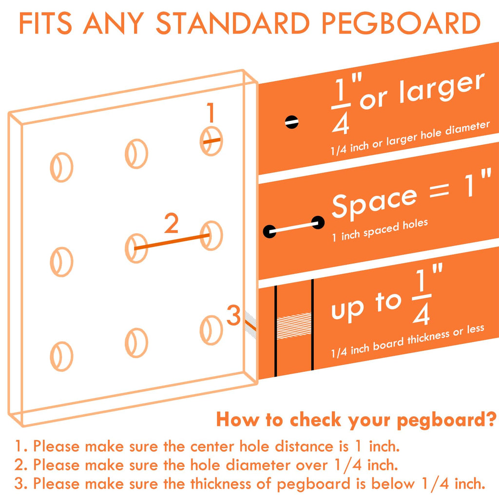 G.CORE 8-Pack Pegboard Hooks, Peg Board Tool Utility Hooks & Hangers Fit 1/4" Pegboards, Heavy Duty Metal Peg Board Shelving Hooks, Wall Organizers and Storage for Craft Room Garage Workbench Office