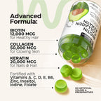 Biotin for Hair Growth Women/Men 12000mcg, Skin & Nails Support Gummies + 70000mcg Collagen Peptides (Collagen Powder in Gummy Form) + 20000mcg Keratin + Retinol, Sugar Free, 120 Gummies (2 Pack)