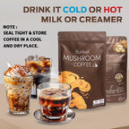 Bunkell Mushroom Coffee, Adaptogenic 6 Mushrooms with Lion's Mane, Reishi, Cordyceps, Shiitake, King Trumpet & Turkey Tail, Instant Coffee Powder for Energy, Digestion & Immune Support, 60 Servings