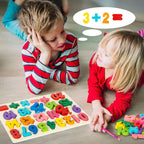 Attmu Wooden Puzzles for Toddlers, 2 Pcs Alphabet ABC Shape Number Puzzle