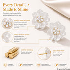 HETICA Camellia Pearl Stud Earrings for Women, White Floral Wedding Gift