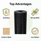 Salmut Black Hardware Cloth 1/2 in. x 3 ft. x 100 ft. 19-Gauge, Vinyl Coated Chicken Wire Mesh Roll, Welded Wire Fencing, Garden Fencing, Chicken Wire Fence