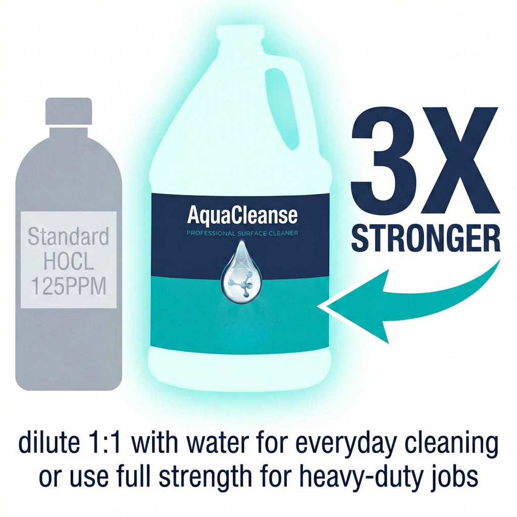 AquaCleanse Hypochlorous Acid 500PPM All-Purpose Cleaner Spray (1 Gallon) – 3X Stronger Than Standard HOCL – Pet & Family Safe, Non-Toxic Surface Cleaner & Odor Remover - No Harsh Chemicals – USA Made