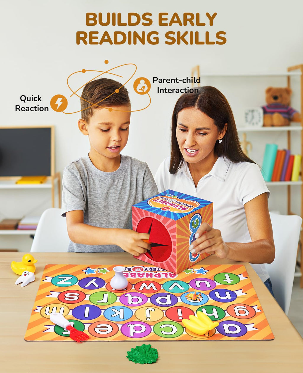 JoyCat Mystery Alphabet Box for Kids 26 PCS Letters Sorting Matching Game Activities Letter Sounds Fine Motor Learning Toys for Preschool Kindergarten Classroom - Easter Basket Stuffers Gifts