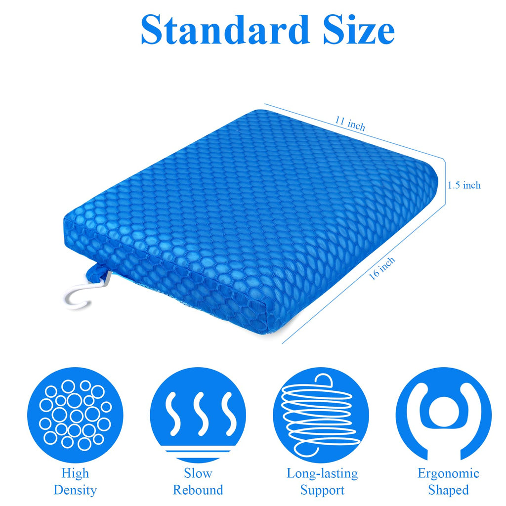 Anycosy Shower Seat Cushion Waterproof Sauna Seat Cushion Bathtub Cushion for Sauna,Slip-Resistant 3D Foam Mesh Bathtub Chair Pad with Hook,Quick Drying Shower Seat Mat for Elderly (Blue, Medium)