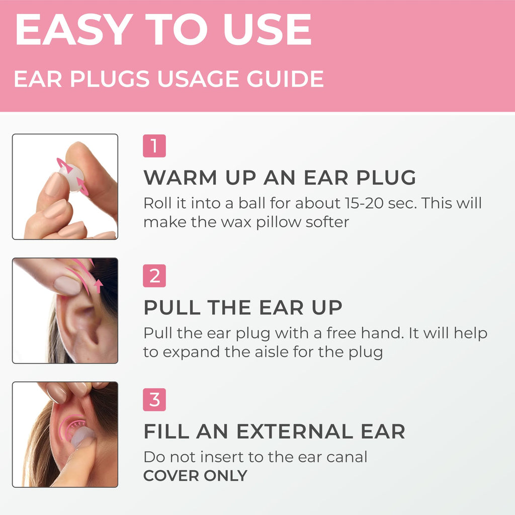 Peace&Quiet | PQ Wax Ear Plugs for Sleeping - 30 Silicone Wax Earplugs for Sleeping and Swimming, Gel Ear Plugs for Noise Cancelling, Sound Blocking Level of 32 Db