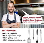 ROMANTICIST 4pcs Heavy Duty Grill Accessories for Top Chef - Professional Grill Tool Set & Basic BBQ Tools for Backyard Restaurant Outdoor Kitchen - Deluxe Grill Gift for Dad on Father’s Day Christmas
