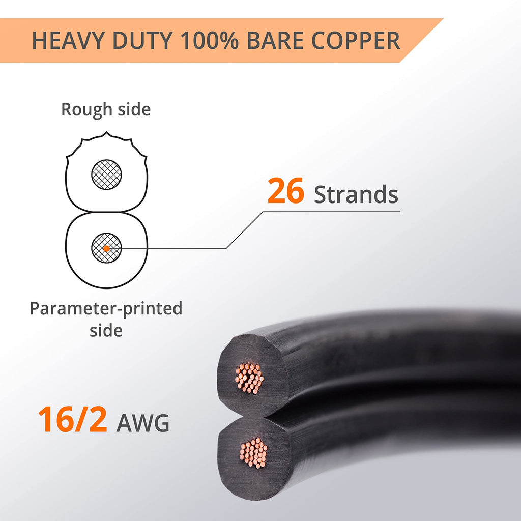 Wirefy 16/2 Low Voltage Landscape Wire 50 ft | Low Voltage Landscape Lighting Wire | Pure Copper | Outdoor Direct Burial | 16-Gauge 2-Conductor 50 Feet