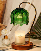 Funistree Green Candle Warmer Lamp with Timer, Dimmable Flower Candle Lamp Warmer, Vintage Christmas Birthday Gifts for Women, Mom, Female Friend, Aromatic Candle Light for Yankee Candles
