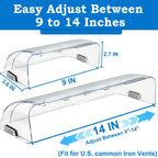 Binazon Heating & Air Vent Deflector for Vents, Sidewall, Ceiling, Floor Registers - Adjust Between 9"-14", Magnetic Vent Covers for Air Conditioning, Heat, AC, Floor, Under Furniture (4 Pack Clear)