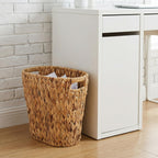 Pumtus Woven Trash Can, Handwoven Bathroom Waste Basket with Built-in Handles, Water Hyacinth Storage Bin, Garbage Laundry Magazine Container for Bedroom, Kitchen, Office, Utility Room