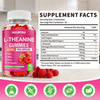 HUUAYAO L-Theanine Gummies 400mg, L-Theanine Supplement for Kids & Adults with Ashwagandha, GABA, 5HTP for Calm, Zzz & Relaxation Support, Raspberry Flavor, 120 Counts