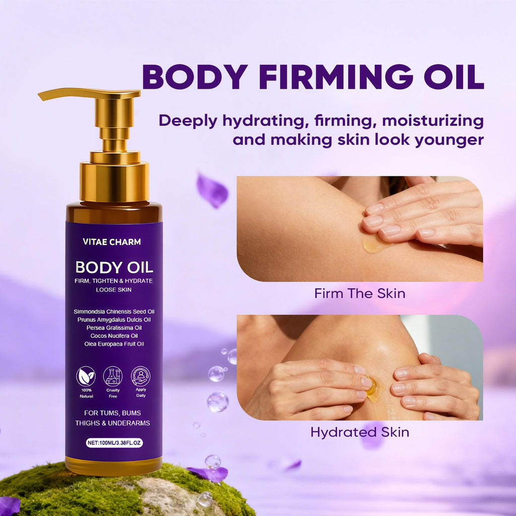 Zotreval Vitae Charm Body Oil, Luxury Body Oil for Crepe Skin, Firming Tightening & Hydrating Body Serum with Vitamin E and Sweet Almond Oil, Smooths Skin for Women