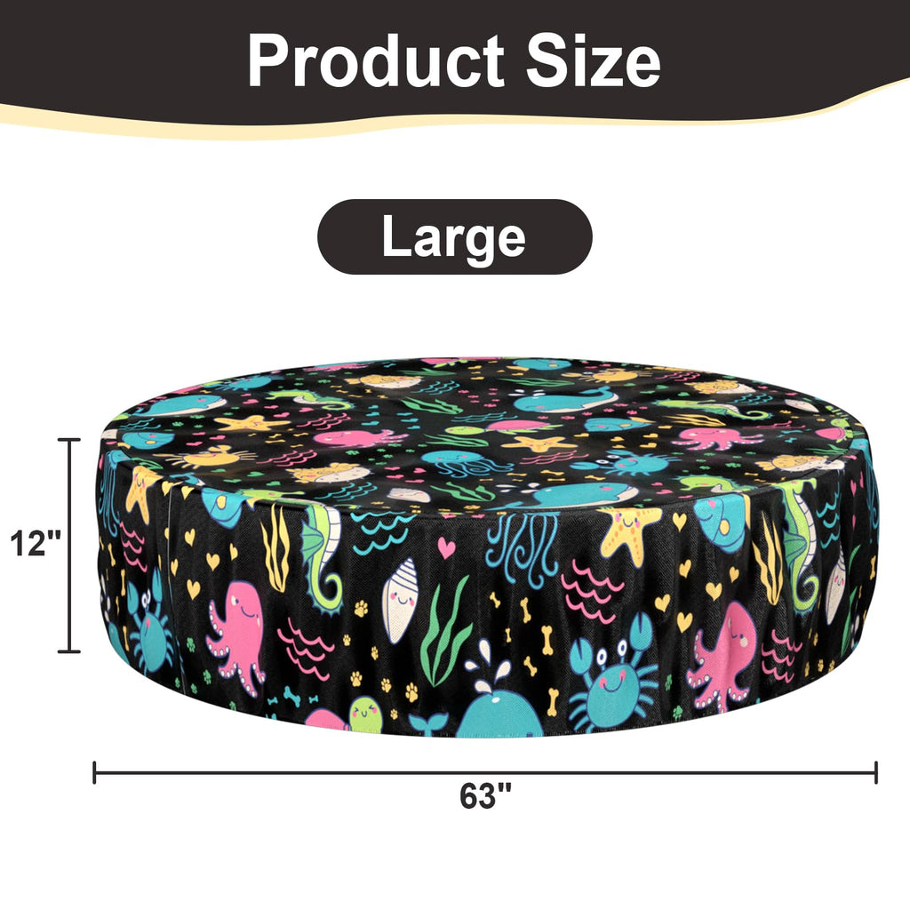 Ladadee Foldable Round Dog Swimming Pool Cover, for 32 "/63“/48” Collapsible Outdoor Tub, PVC Coating Waterproof and UV Protection, Leakproof Washable Kiddie Pet Small Paddling Bath Accessories