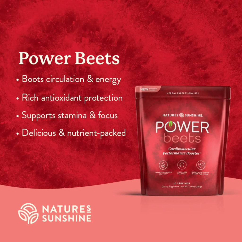Nature's Sunshine Power Beets – Patented Nutrient Blend of Beet Root Powder and Nutrients to Promote Performance, Mental Clarity, & Vitality – Non-GMO, Soy & Gluten Free – 24 to-Go Packs