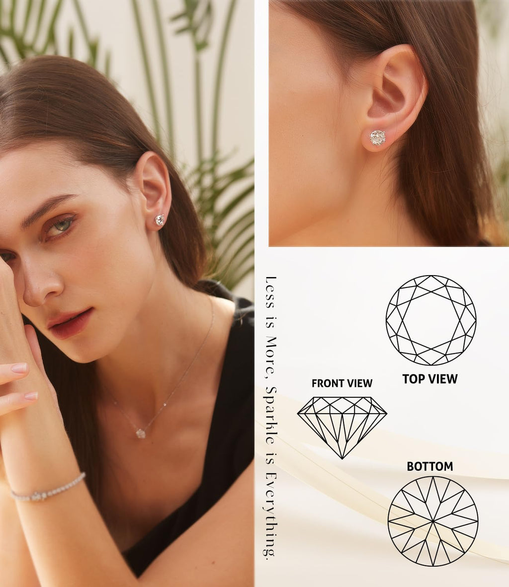 "STUNNING FLAME" 18K Yellow Gold Plated Sterling Silver Cubic-Zirconia Stud CZ Earrings | 2ct