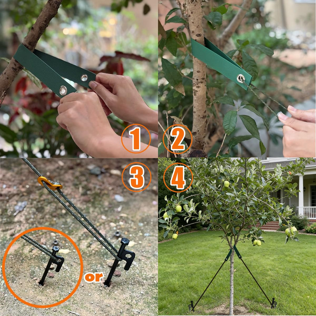 Tree Stakes Kits, 6 PCS 12" Heavy Duty Steel Tree Stakes and Supports Kits