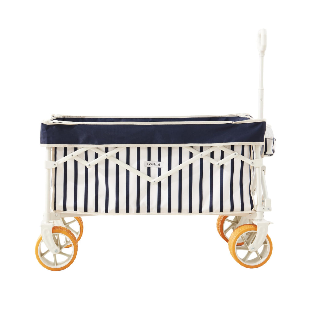 DEER LAND Beach Wagon for Sand with 6.7" Fat Tires, Collapsible Beach Cart