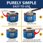 Pure Heat 6-Hour Chafing Fuel Cans (12 Pack) - Resealable Burner Fuel - Food Warmer Cans for Chafing Dishes - Canned Heat Perfect for Catering, Buffet, or Camping