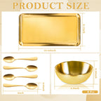 9 Pcs Gold Facial Supplies Large Gold Skincare Tray 4 Stainless Steel Facial Mask Mixing Bowls 4 Esthetician Mixing Spoons Spa Tray Esthetician Bowls for Mask Body Care Bathroom