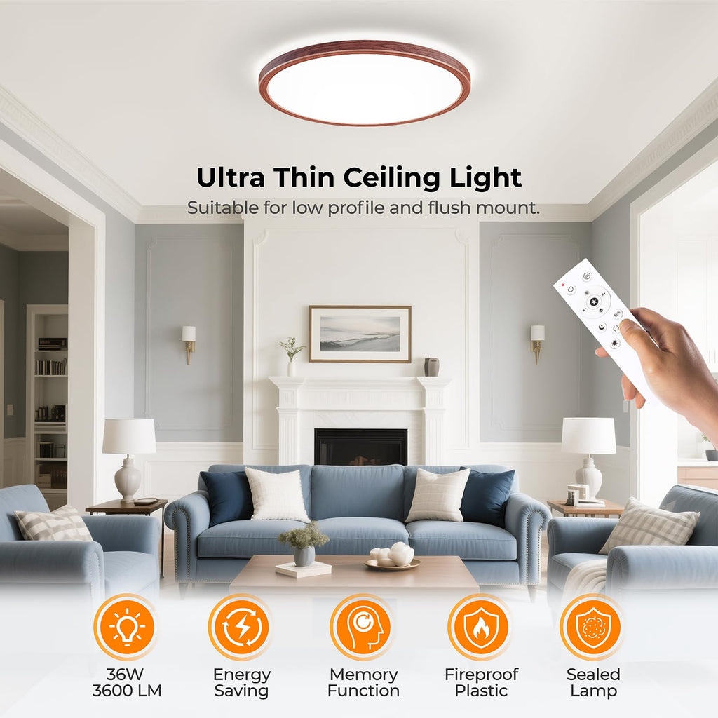 BLNAN Dimmable LED Flush Mount Ceiling Light Fixture with Remote Control, 12Inch 3000K-6500K Light Color Adjustable, Modern Ultra-Thin Ceiling Lamp for Bedroom Kitchen, Wired