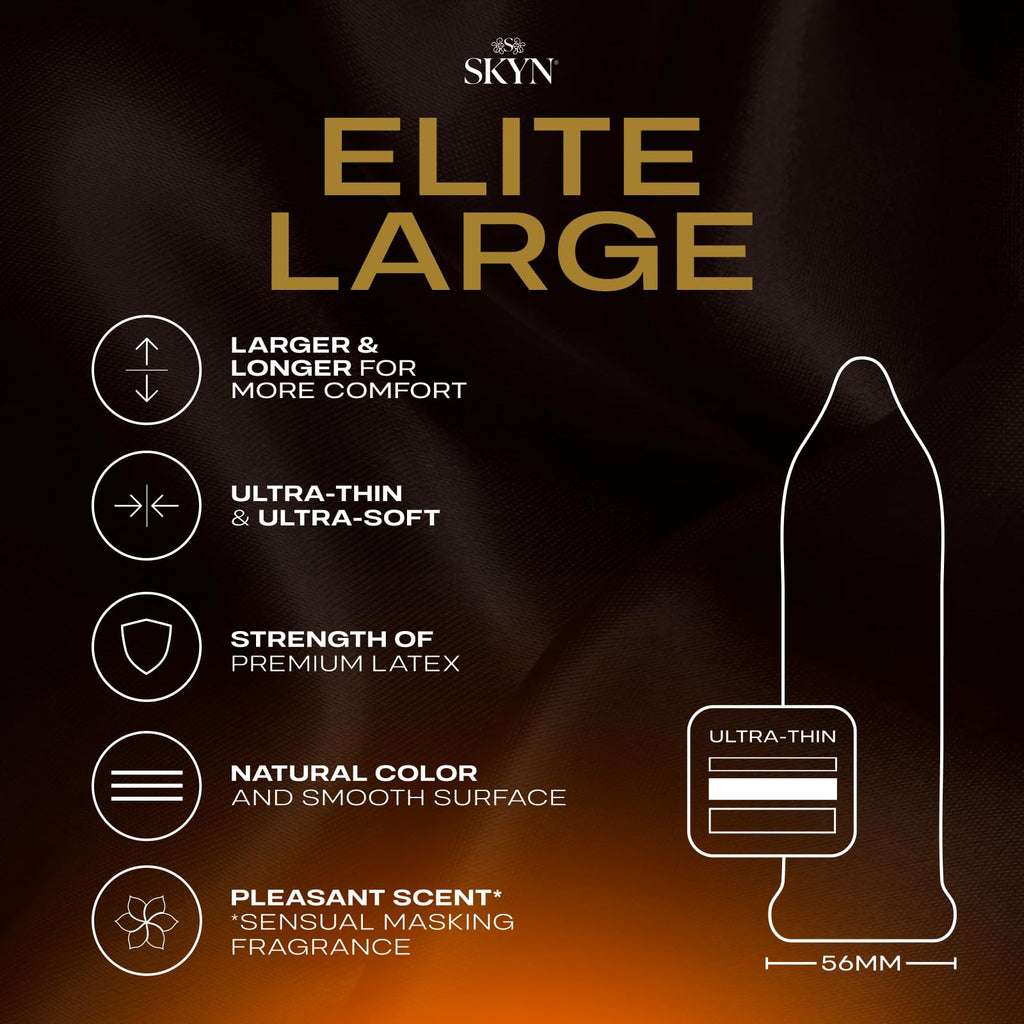 SKYN Elite Large Condoms – 36 Count – Ultra-Thin, Lubricated Latex-Free Condoms, Longer and Wider for a More Comfortable Fit