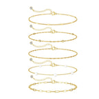 Dainty 14K Gold Plated Pearl Bracelets Stack for Women
