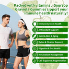 Soursop Graviola Gummies, Pureverve Max Strength Soursop Leaves Extract with Sea Moss & Zinc for Cell Support & Regeneration, Immunity, Liver and Antioxidant, Sugar/Gluten Free, Vegan - 120 CT, 2 Pack