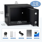 Digital Electronic Money Safe, Steel Security Lock Box with Keypad, Office Hotel Business Jewelry Gun Cash Safe, 0.23 Cubic Feet, 9.06" W x 6.69" D x 6.69" H（black）