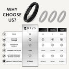 RTZN® Black Leather Bracelet for Men – Premium Artisan Handcrafted Double Strand Black Braided Leather Bracelet – Authentic Stacked Mens Leather Bracelets (Medium)