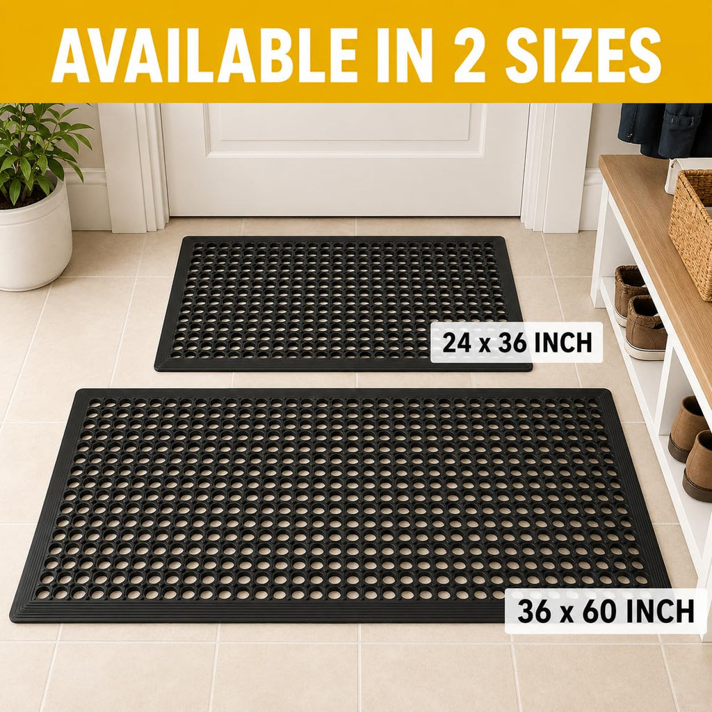 BESEA 4 Pack 24 x 36 Inch Rubber Floor Mats, Non-Slip Drainage Mats