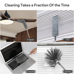 DELUX Microfiber Feather Duster,7 PCS Reusable Bendable Washable Cobweb Duster with 100 inches Extra Long Extension Pole for Cleaning Ceiling Fan, High Ceiling, Blinds, Furniture & Cars