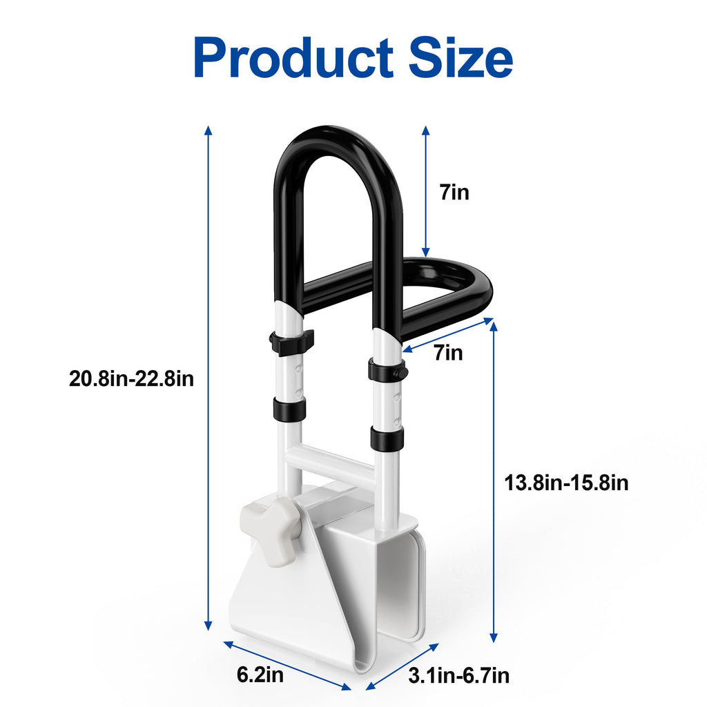 Adjustable Bathtub Safety Rail with Double Grip, 14–18 Inch Height Shower Grab Bar for Seniors, Elderly & Disabled, Non-Slip Tub Side Bar Clamp for Bathroom Support