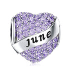 DALARAN Birthstone Charms for Pandora Bracelet 925 Sterling Silver Heart Bead Happy Birthday Present for Women (Jun Birthstone Charm-box)