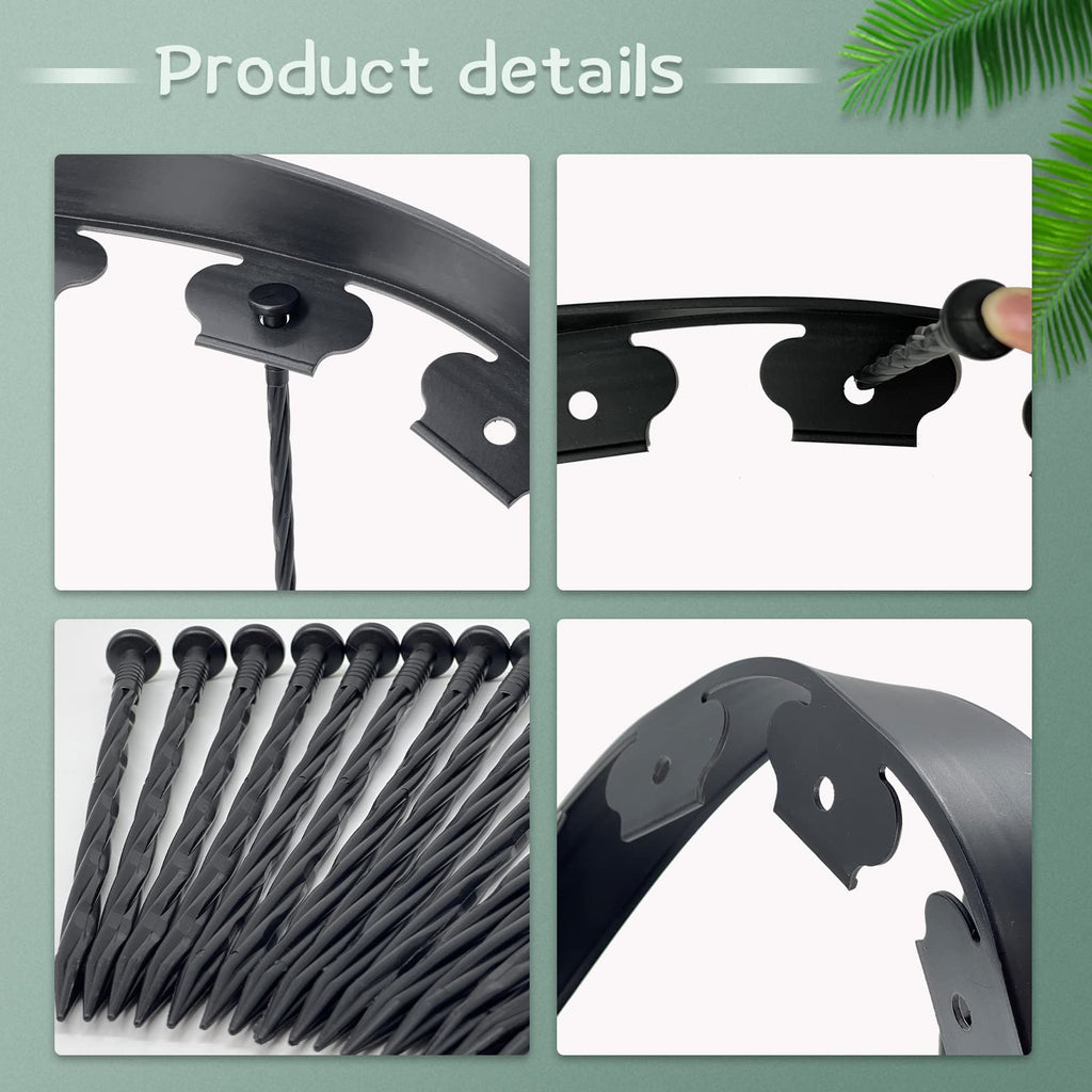 40 ft Fence Edging for Landscaping Include Garden Pruning Scissors,40 Spikes,40 ft Lawn Edging Edging for Landscaping Edging and Garden Edging and Garden Border(Black-40ft)