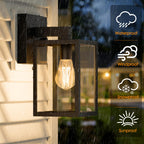 MATAMEYE Outdoor Wall Lantern, Waterproof Exterior Wall Sconce Light Fixture, Black Front Door Lamp, Anti-Rust E26 Socket Porch Lighting