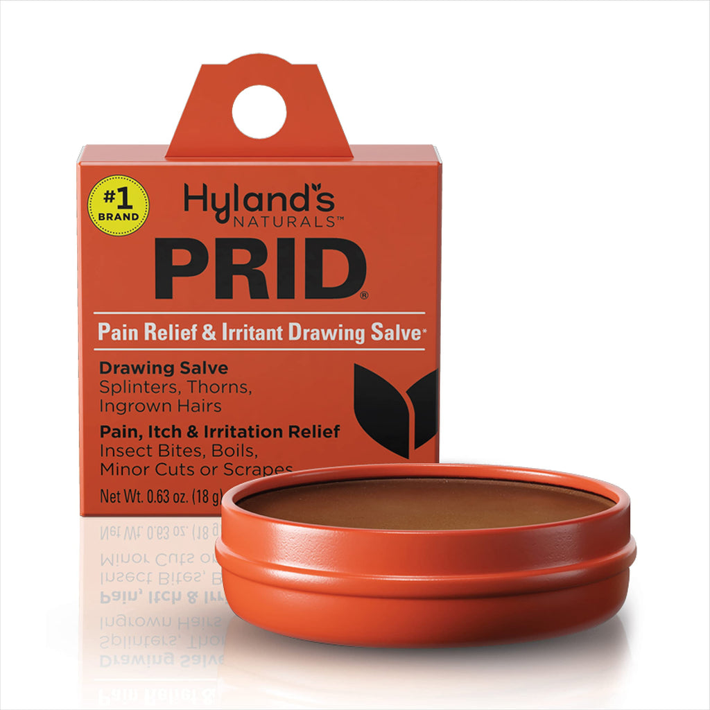 Hyland's PRID Drawing Salve, Topical Skin Irritation Relief, For Splinters, Thorns, Ingrown Hairs, Itch Relief for Bug Bites, Boils, Minor Cuts and Scrapes, 18 Grams