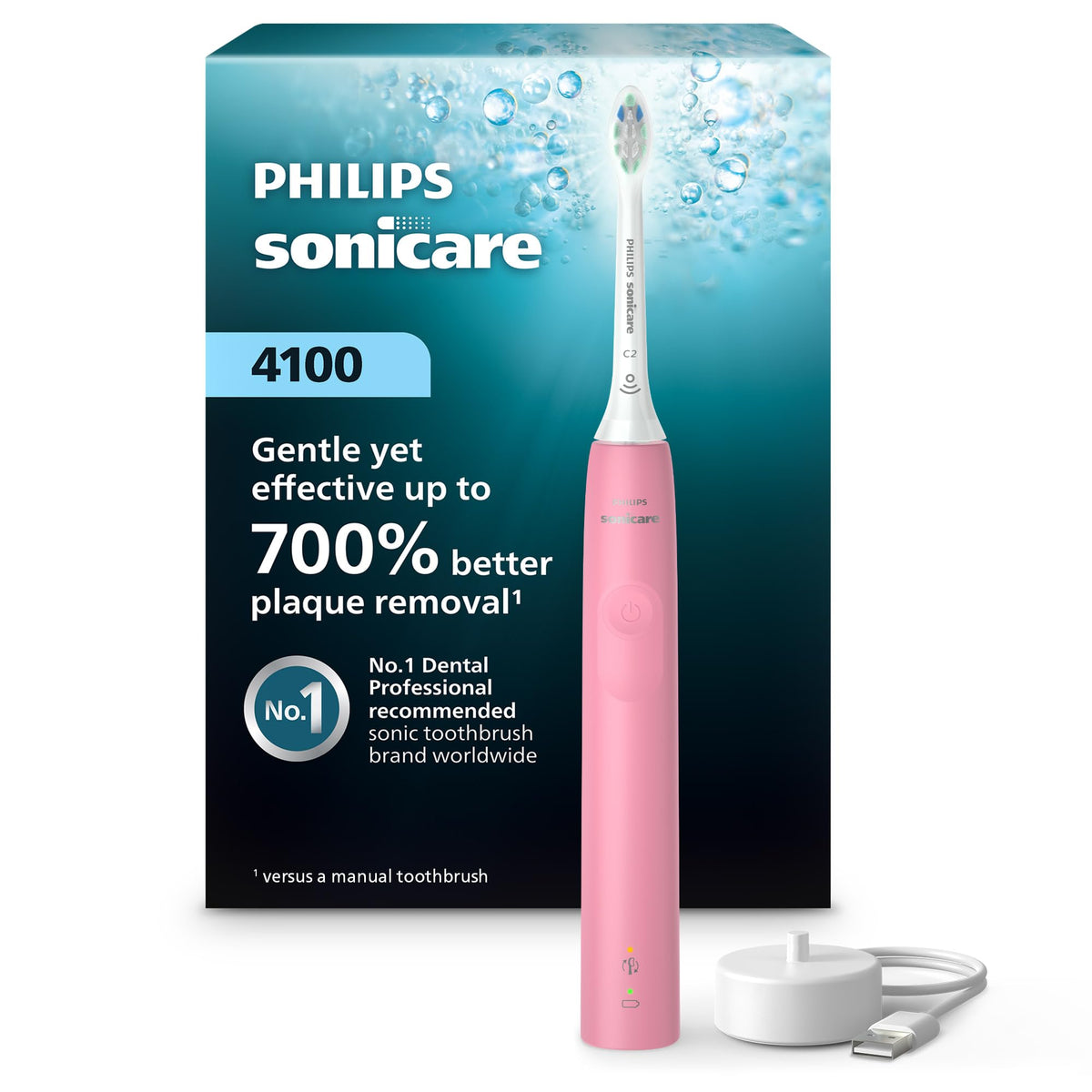 Philips Sonicare 4100 Rechargeable Electric Toothbrush, Deep Pink