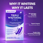 SAKYPRORAL Purple Whitening Strips, 90-Day Long-Lasting Results, Enamel Safe & Low-Sensitivity, Professional Teeth Whitening Strips with Non-Slip Dry Strip Technology (28 Count (Pack of 1))
