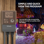 TiFFCOFiO Outdoor Digital Pool Timer, Dial Programmable Method, Outdoor Timer with 2FT Extension Cord Waterproof, 2 Grounded Electrical Outlets for Lights, 6 Sets of Programs,1HP (20A)