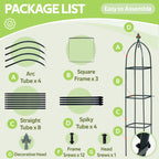 100% Metal Obelisk Trellis for Climbing Plants Outdoor & Indoor - Powder-Coated Steel Tower Obelisk Plant Support - Heavy Duty Rust-Proof Garden Trellis for Climbing Vine Vegetables Flowers Black