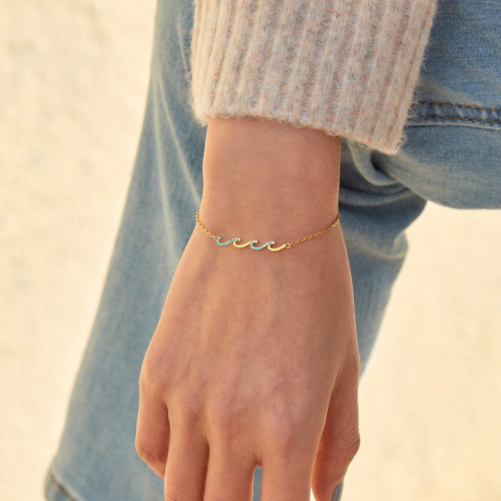 STORYJEWELLERY Friend Bracelet, Friendship Gifts for Women, Friend Birthday Gifts for Women, Friendship Bracelets, BFF Gift, Sterling Silver Wave Bracelet