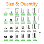 1715Pcs M2 M3 M4 M5 Screw Kit - 3D Printer Mini Screw, Allen Head/Flat Head/Countersunk Bolt/Screws, Metric Bolts Assortment, Black Nuts and Bolts for Mechanical Hardware